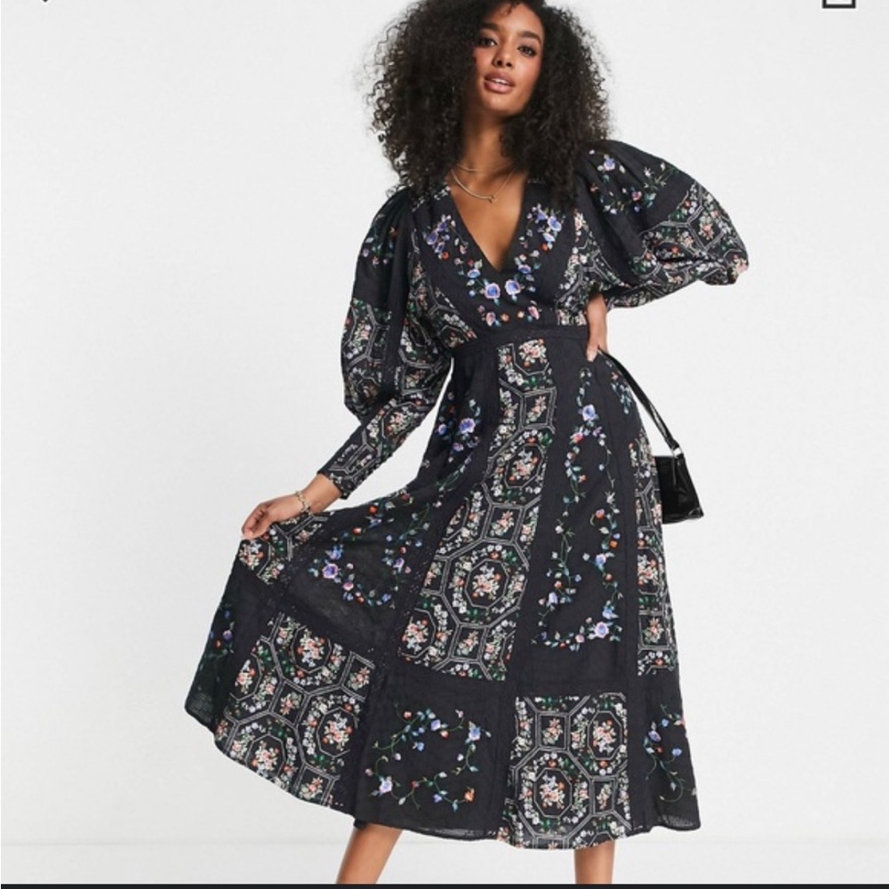 ISO Asos Midi Floral Embroidered Dress
